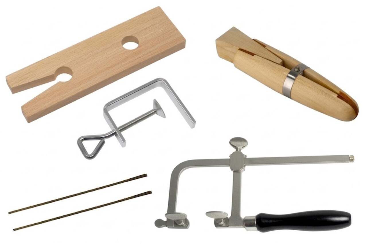 Jewelry Making Tool Kit with Saw Frame, Ring Clamp, Bench Pin, & Blades